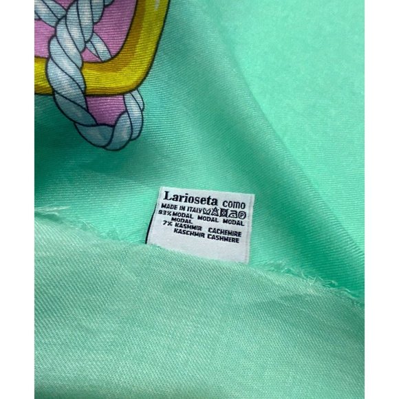 MOSCHINO Green Bear silk Scarf ITALY 52”/ 50" EC - Picture 6 of 6